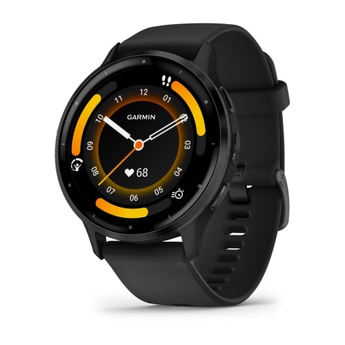 Venu 2 PlusSlate Stainless Steel Bezel with Black Case and Silicone Band